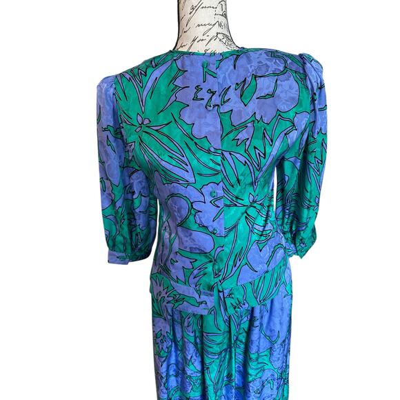 Vintage Rare 100% Silk Tropical Floral 2 Piece Skirt Set Size 6 Made in Korea - Picture 2 of 11